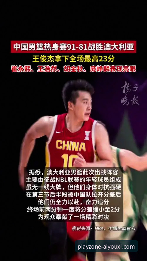 爱游戏APP最新版下载 中国男篮杭州热身赛大胜澳大利亚:王俊杰23分领衔,爱游戏平台深度解析这场逆转之战